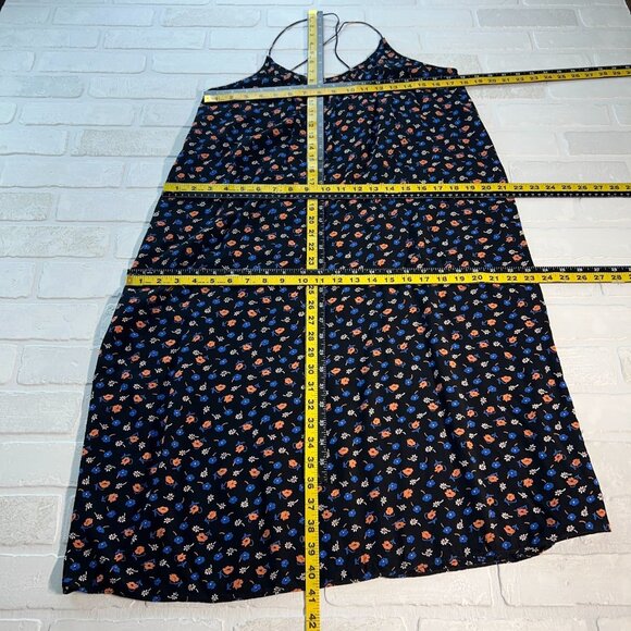 Madewell Midi Dress Womens 12 Black Floral Tie Back Slip Prairie Posies Sundress - Picture 4 of 13
